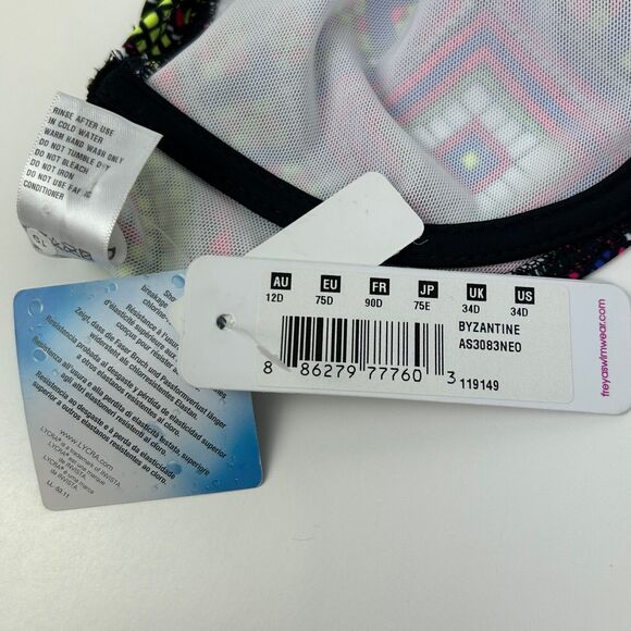 NWT Freya Byzantine Bikini 2 Piece Set Underwire Top & Bottom Colorful Geo 34D M - Picture 6 of 14